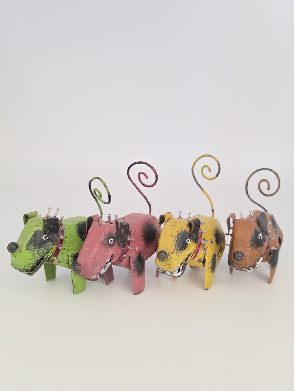 Rustic Metal "Folk-Art" Style Male Skike Collar Dog Figures Seeking A New Home